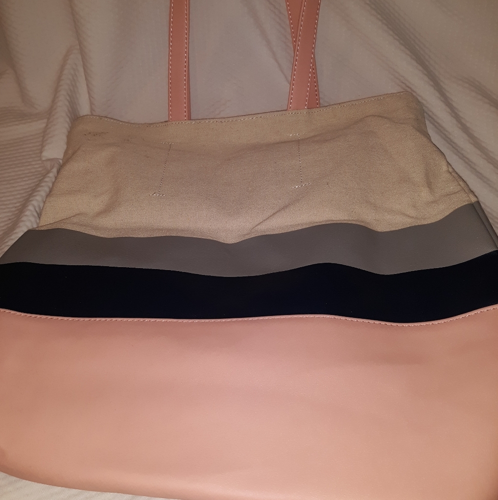 Mark and Hall pink and white canvas tote